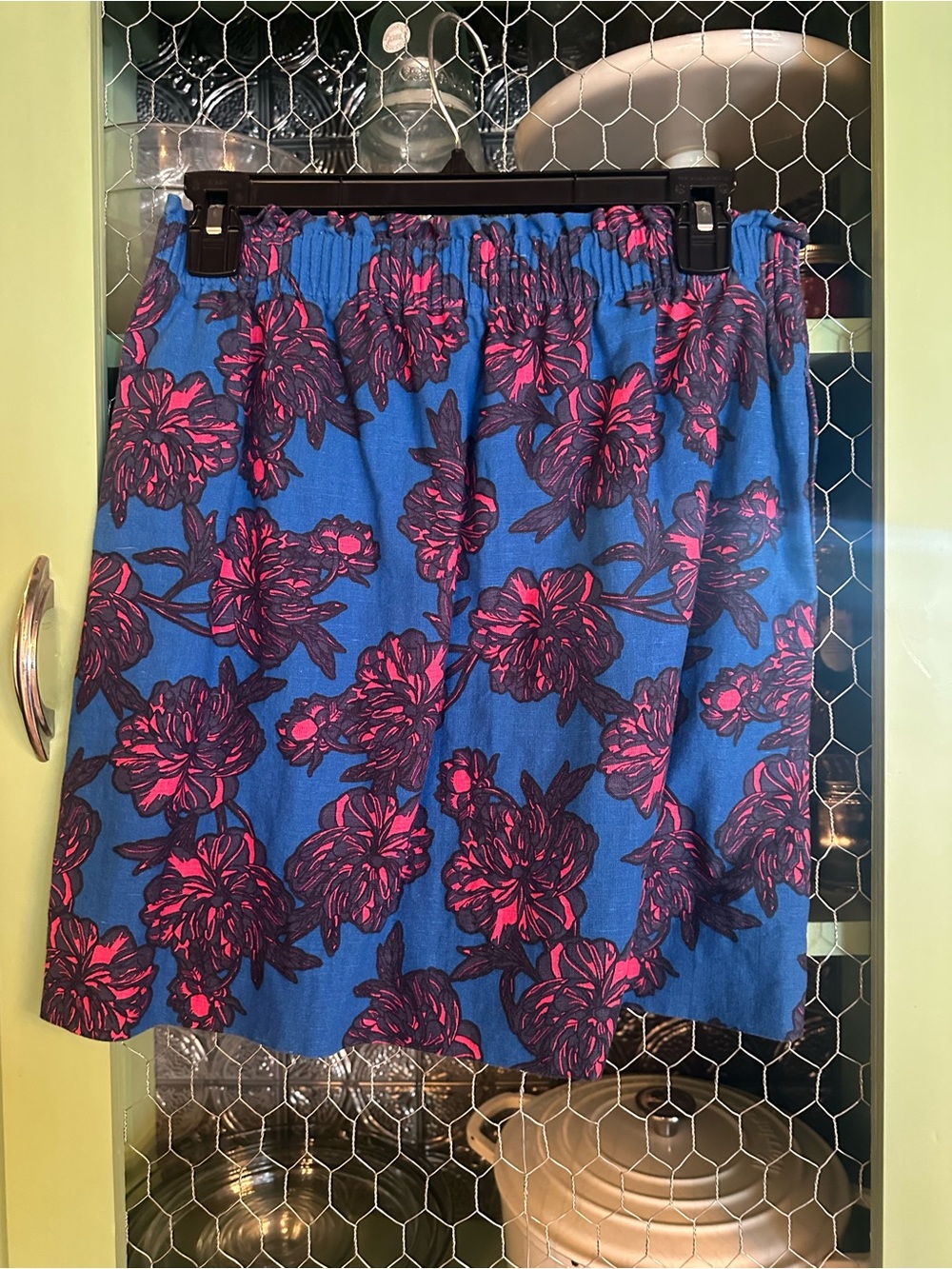 J. Crew vintage Blue Floral Print Elastic-Waist Skirt -